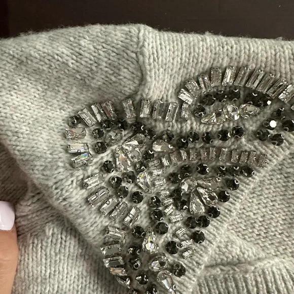 White House Black Market Embellished Gray Sweater - Picture 3 of 10